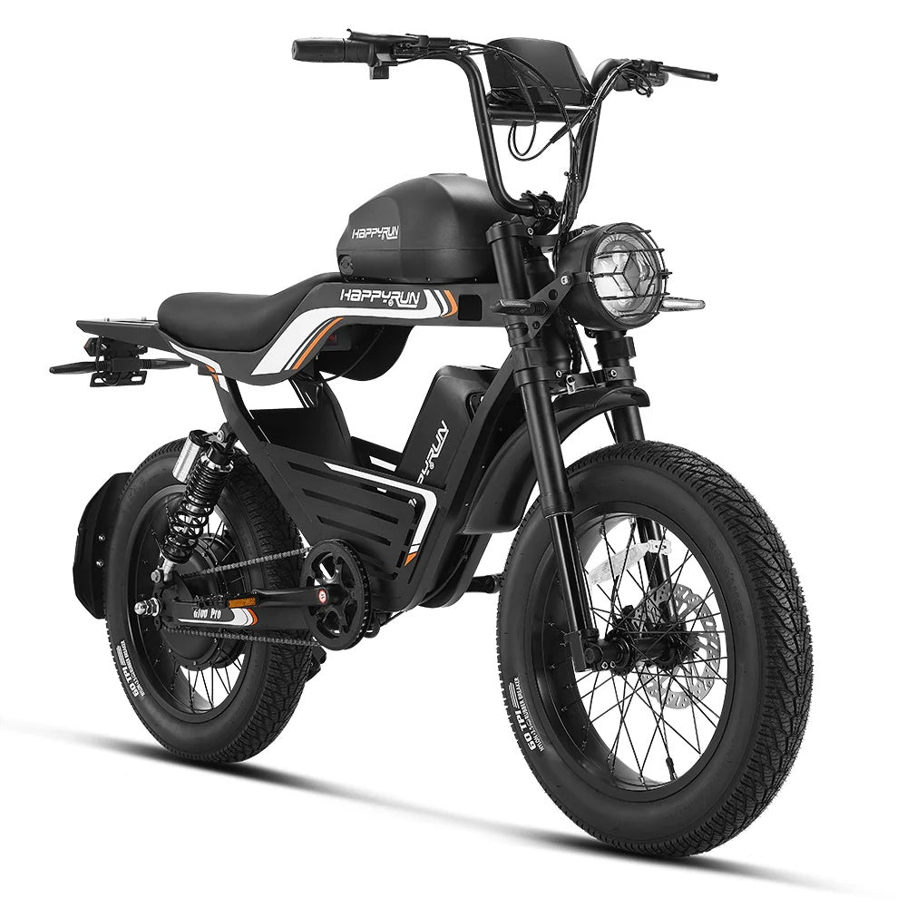 HAPPYRUN G100 Pro Fat Tire Electric Bikes 6000W Peak Motor 72V 18Ah+15Ah Dual Batteries