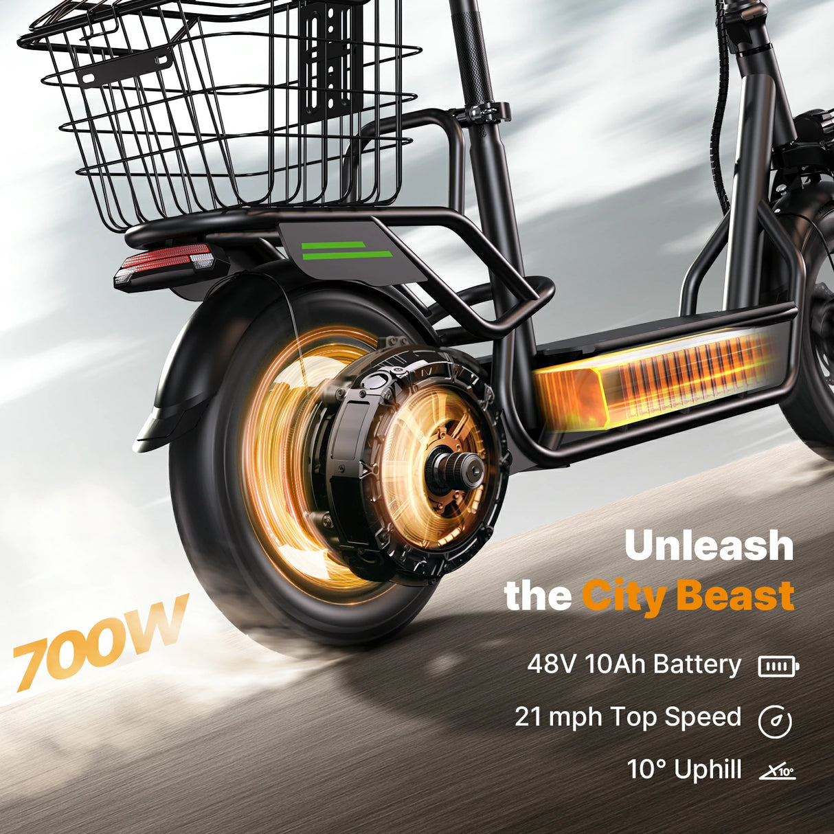 ISINWHEEL HyperX 14" Electric Scooter with Seat & Basket 700W Motor 48V 10Ah Battery