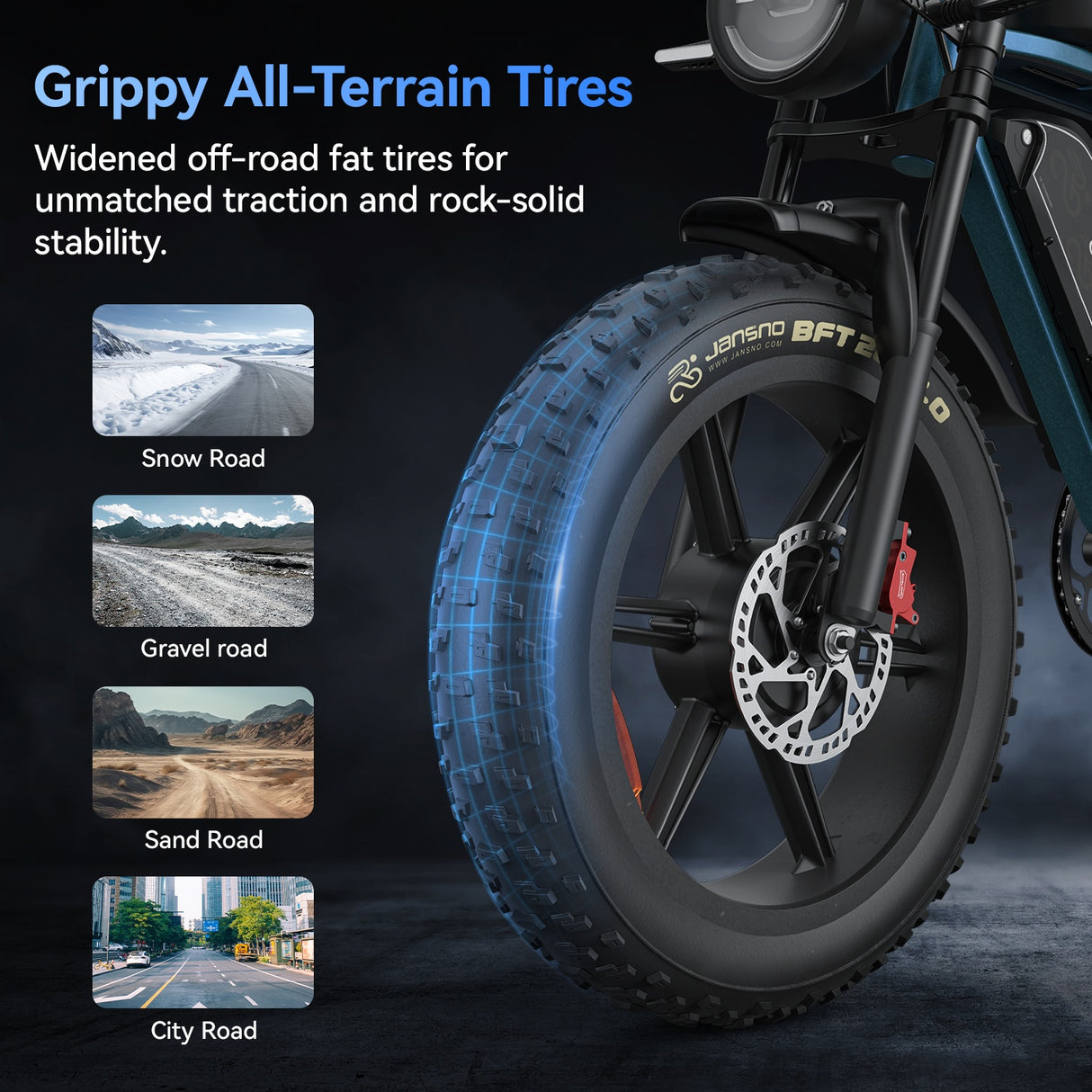 JANSNO X70 Pro 20" Off Road Electric Bike Peak 1500W Motor 48V 37Ah Battery